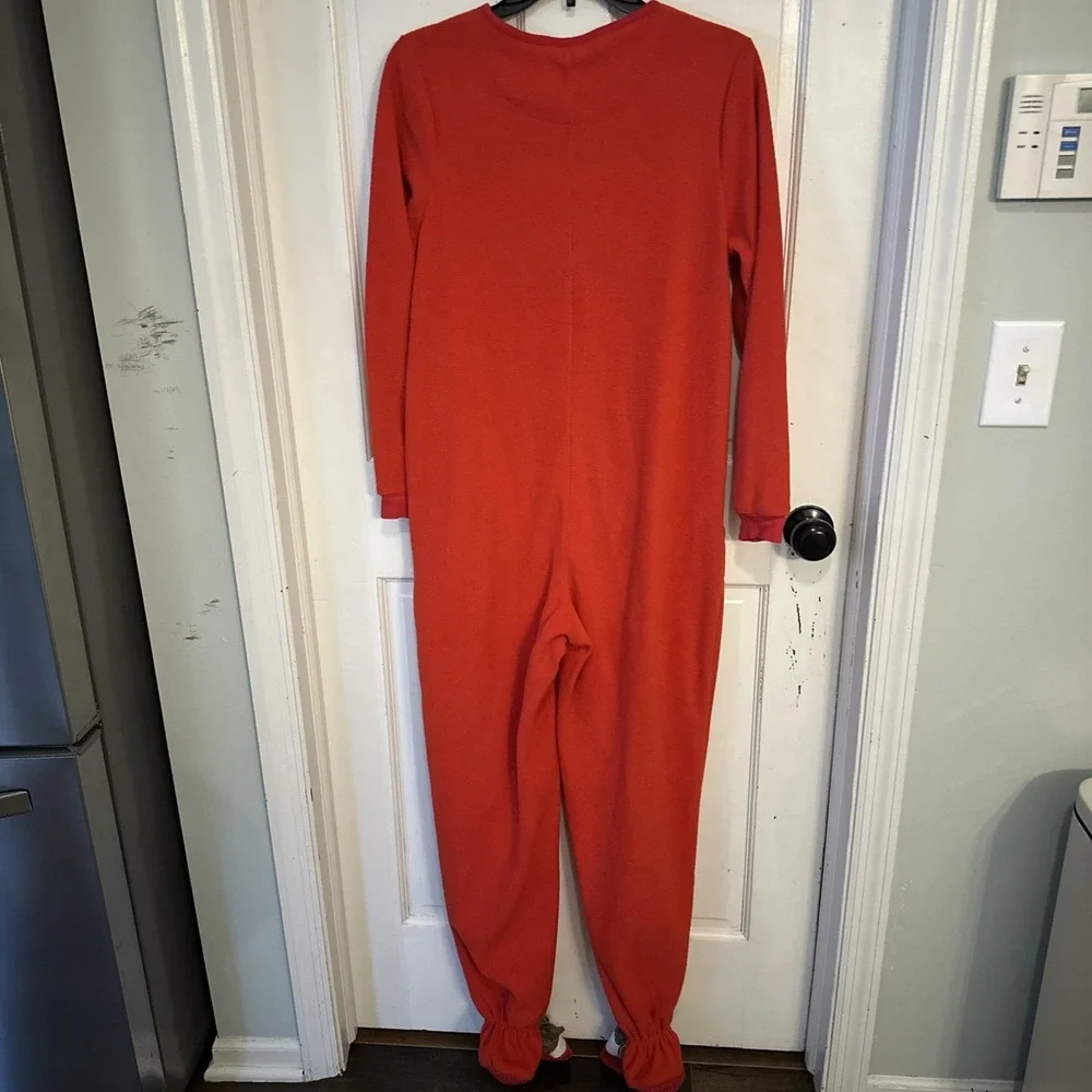 NICK & NORA Sock Monkey One Piece‎ Pajamas Sleepwear Footed Adult Small Full Zip